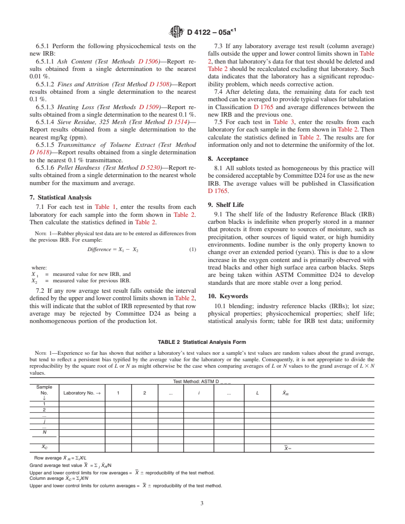 ASTM D4122-05ae1 - Standard Practice for Carbon Black-Evaluation of an Industry Reference Black