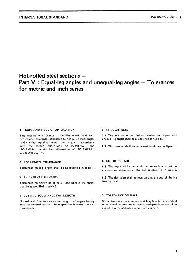 ISO 657-5:1976 - Hot-rolled steel sections