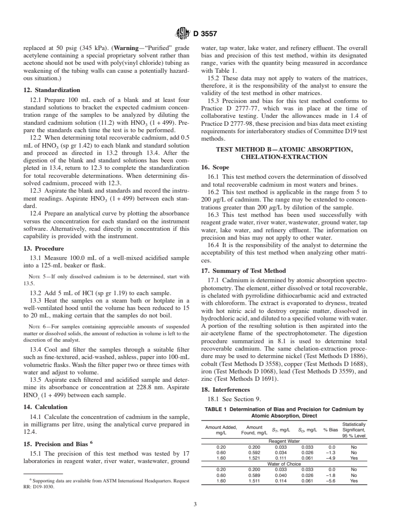 ASTM D3557-02 - Standard Test Methods for Cadmium in Water