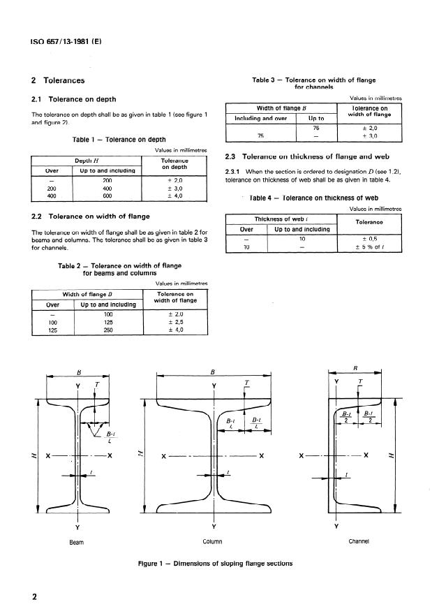 ISO 657-13:1981 - Hot-rolled steel sections — Part 13: Tolerances on