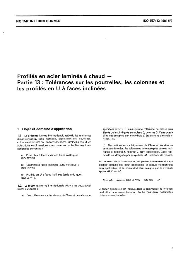 ISO 657-13:1981 - Hot-rolled steel sections — Part 13: Tolerances on
