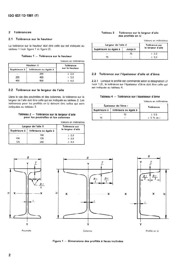 ISO 657-13:1981 - Hot-rolled steel sections — Part 13: Tolerances on