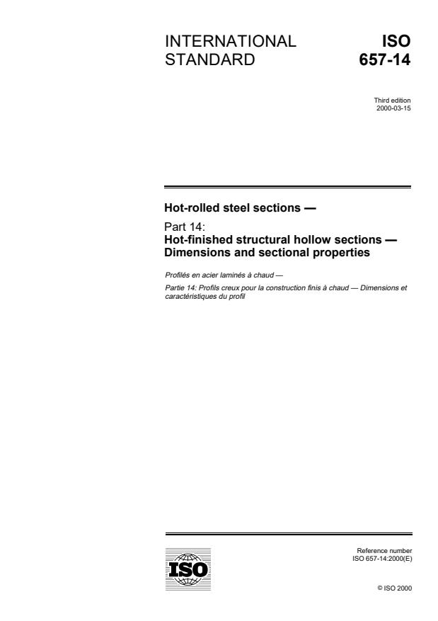 ISO 657-14:2000 - Hot-rolled steel sections