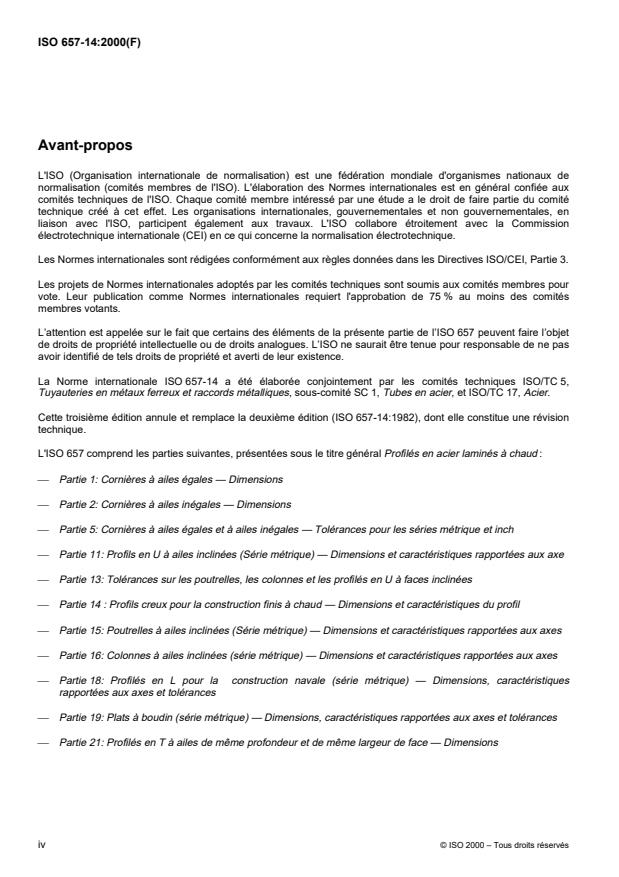 ISO 657-14:2000 ISO 657-14:2000 - Profilés en acier laminés a chaud - Page 4 preview