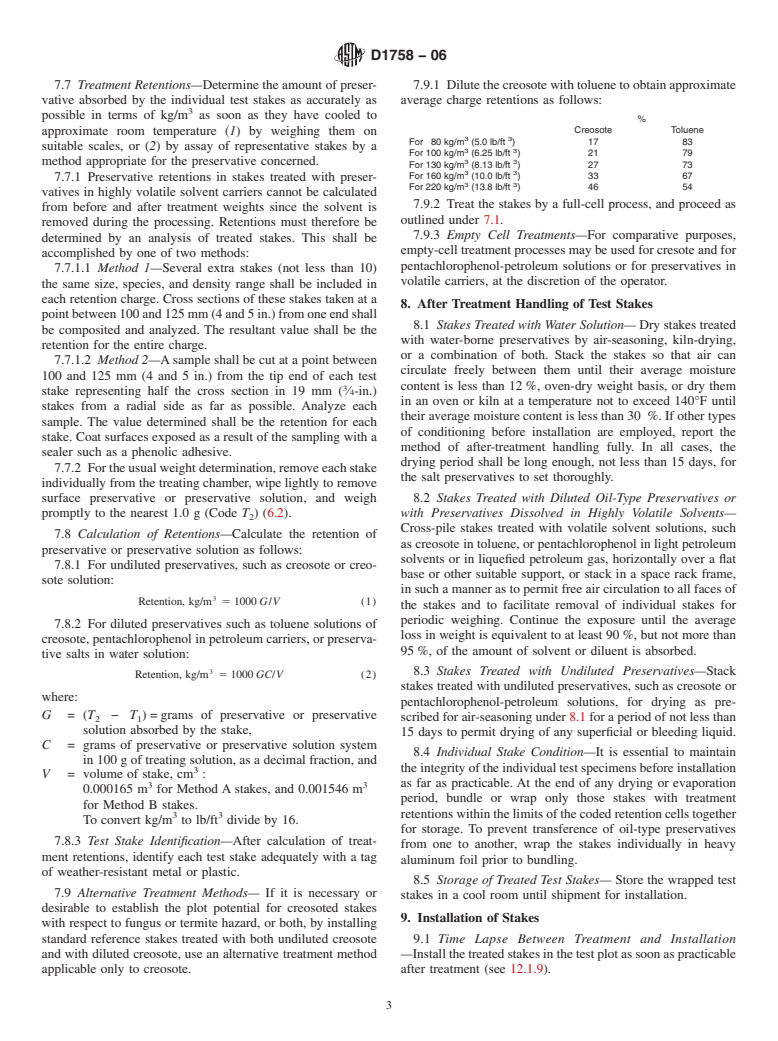 ASTM D1758-06 - Standard Test Method of Evaluating Wood Preservatives by Field Tests with Stakes (Withdrawn 2015)