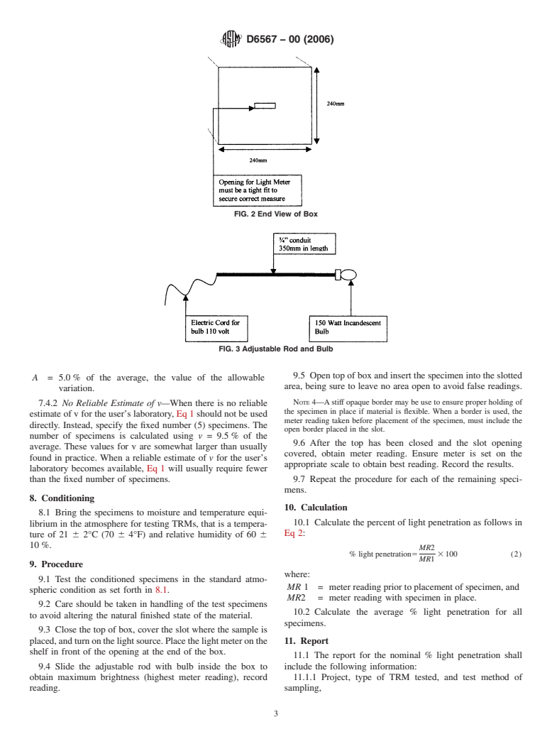 ASTM D6567-00(2006) - Standard Test Method for Measuring the Light Penetration of a Turf Reinforcement Mat (TRM)