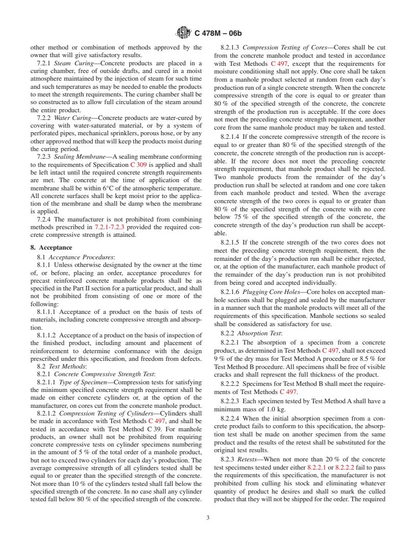 ASTM C478M-06b - Standard Specification for Precast Reinforced Concrete Manhole Sections [Metric]