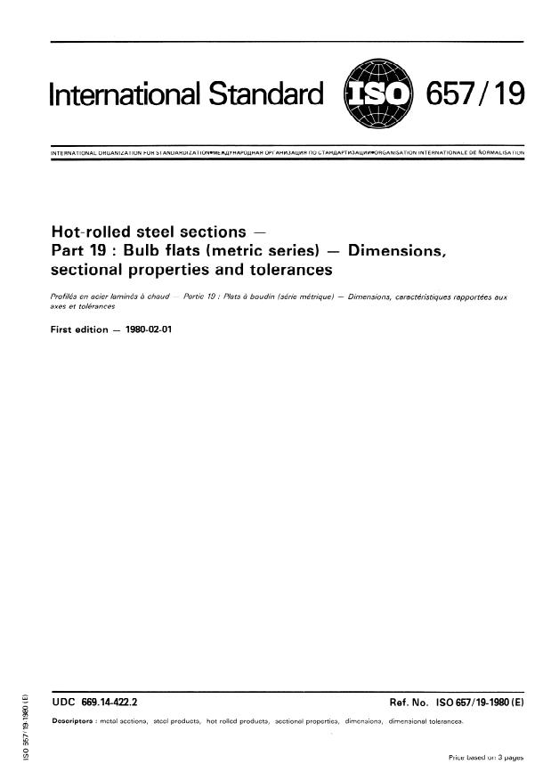 ISO 657-19:1980 - Hot-rolled steel sections