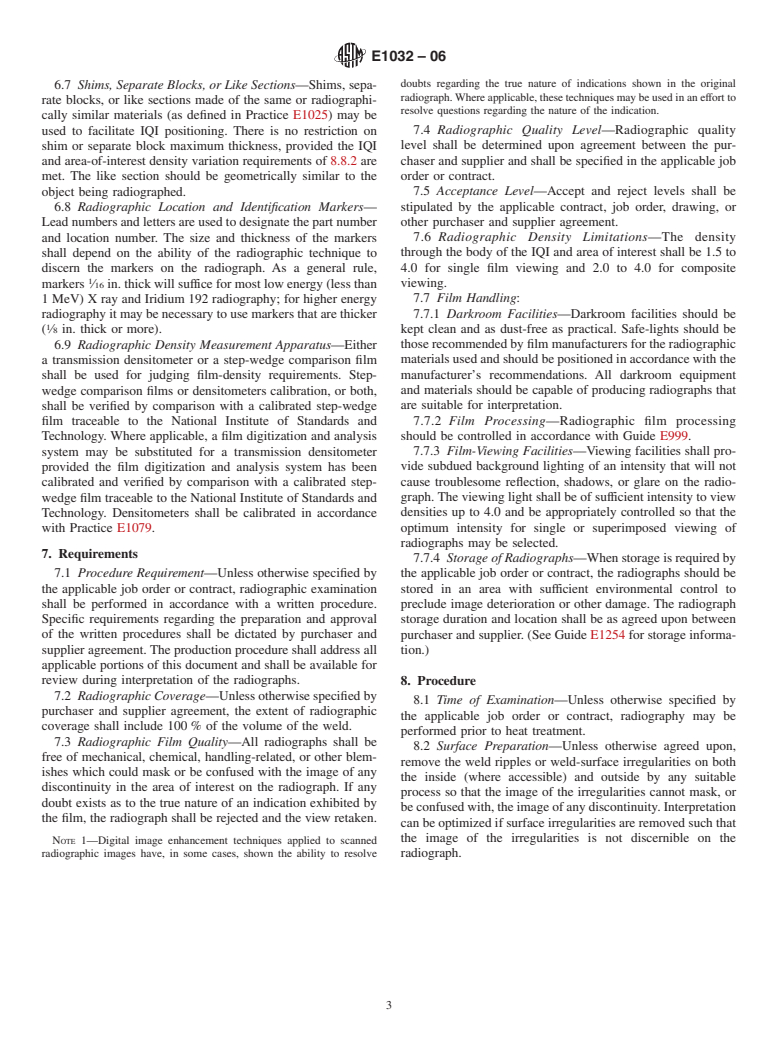 ASTM E1032-06 - Standard Test Method for Radiographic Examination of ...