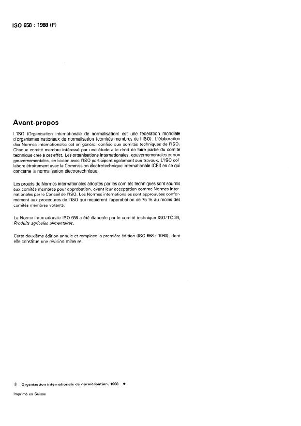ISO 658:1988 ISO 658:1988 - Graines oléagineuses -- Détermination de la teneur en impuretés - Page 2 preview