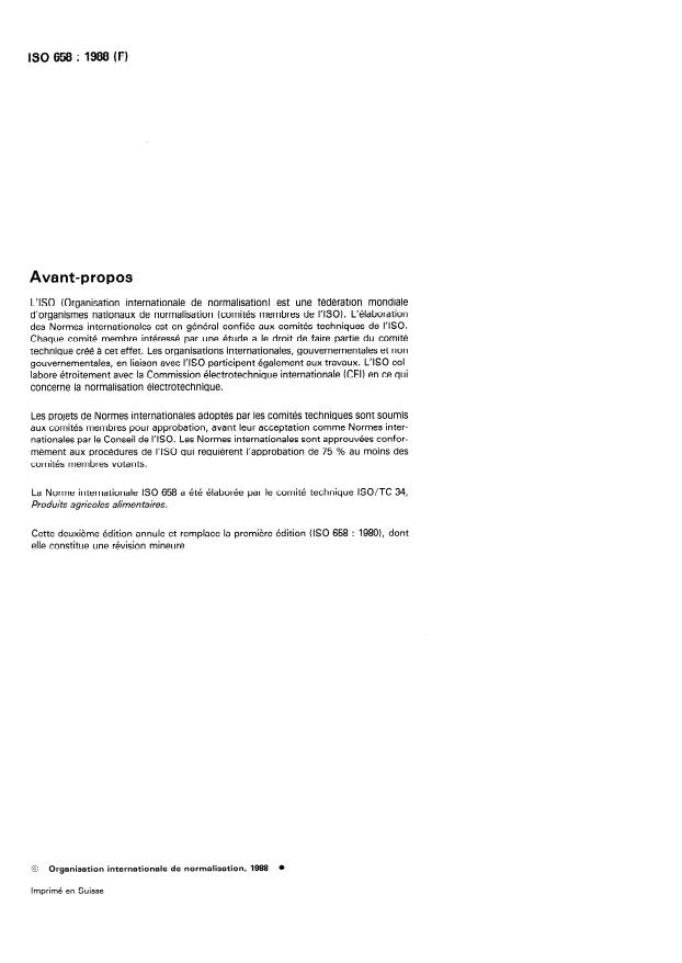 ISO 658:1988 ISO 658:1988 - Graines oléagineuses -- Détermination de la teneur en impuretés - Page 2 preview