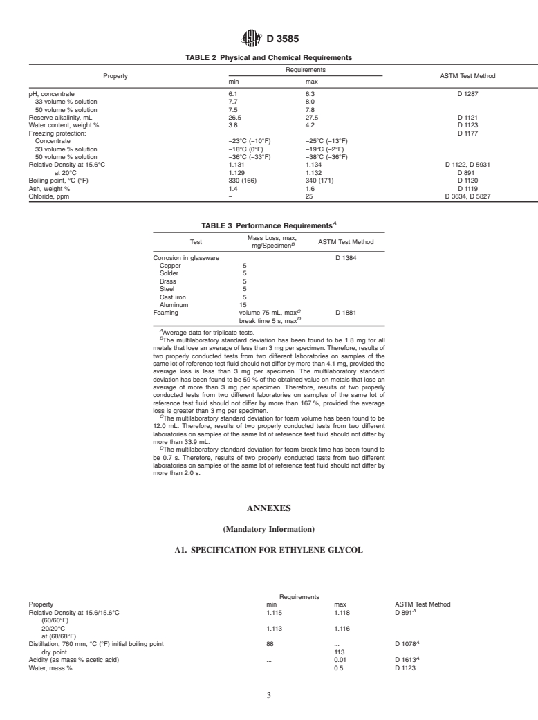 ASTM D3585-98(2002) - Standard Specification for ASTM Reference Fluid for Coolant Tests