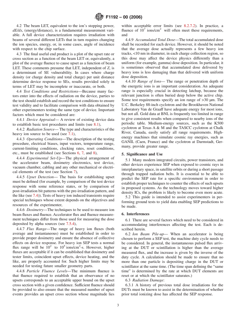 ASTM F1192-00(2006) - Standard Guide for the Measurement of Single Event Phenomena (SEP) Induced by Heavy Ion Irradiation of Semiconductor Devices