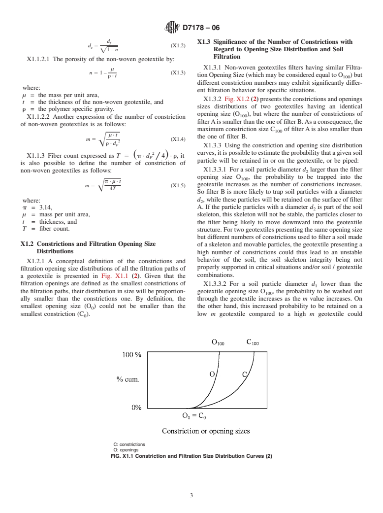 ASTM D7178-06 - Standard Practice for Determining the Number of Constrictions "<bdit>m</bdit>" of Non-Woven Geotextiles as a Complementary Filtration Property