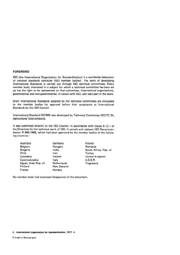 ISO 665:1977 ISO 665:1977 - Oilseeds -- Determination of moisture and volatile matter content - Page 2 preview