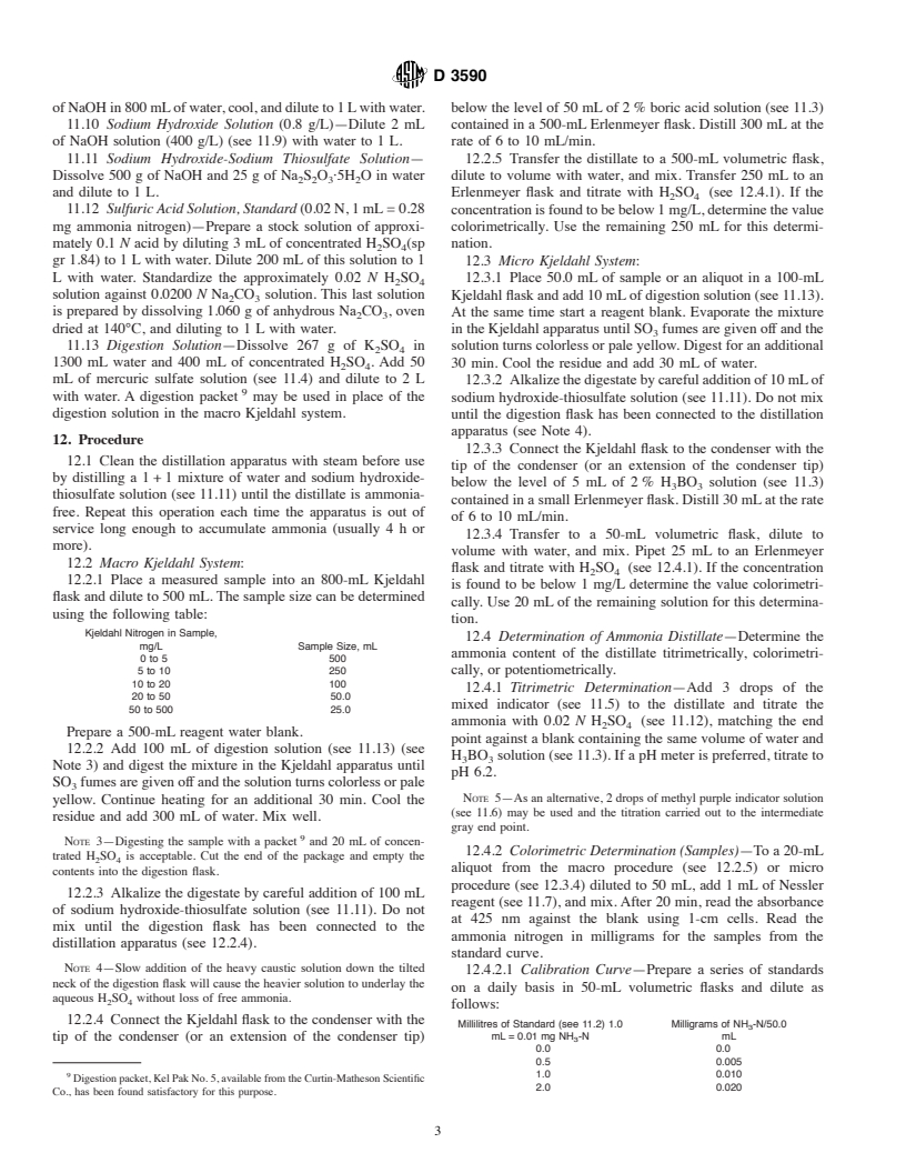 ASTM D3590-02 - Standard Test Methods for Total Kjeldahl Nitrogen in Water