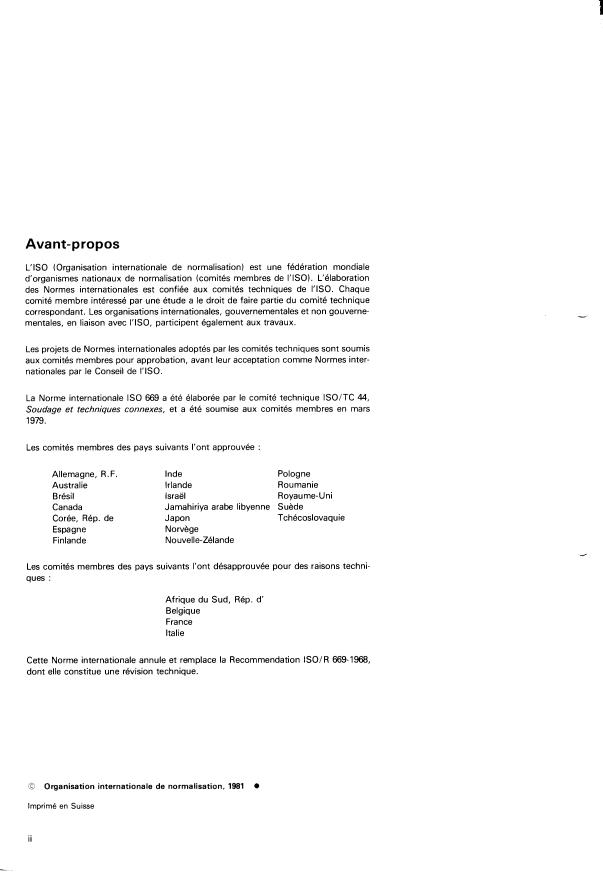 ISO 669:1981 ISO 669:1981 - Spécifications du matériel de soudage par résistance - Page 2 preview