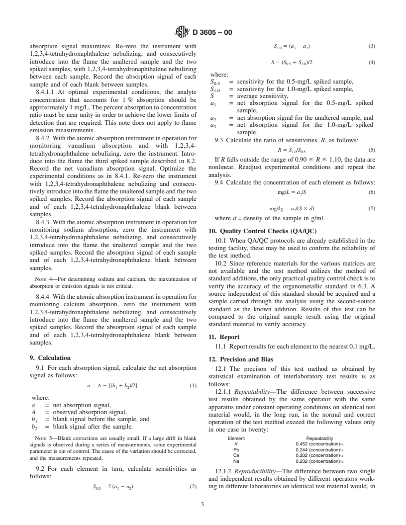 ASTM D3605-00 - Standard Test Method for Trace Metals in Gas Turbine Fuels by Atomic Absorption and Flame Emission Spectroscopy