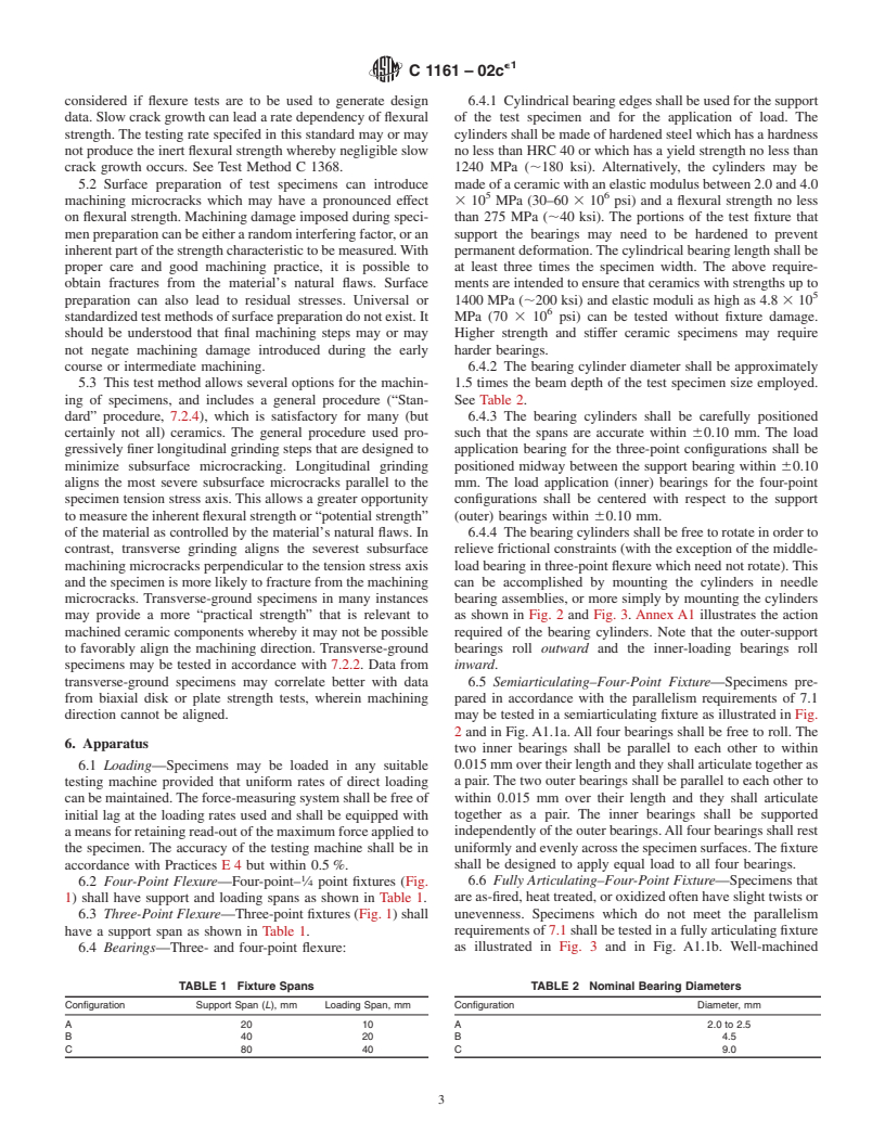 ASTM C1161-02ce1 - Standard Test Method for Flexural Strength of Advanced Ceramics at Ambient Temperature