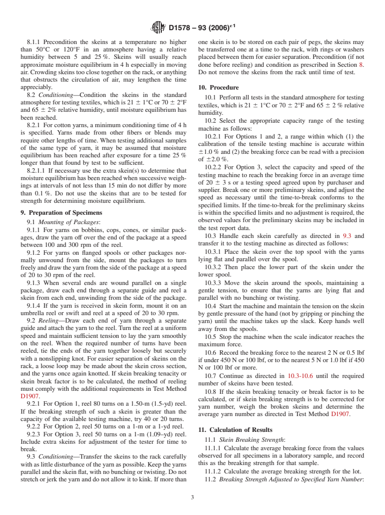 ASTM D1578-93(2006)e1 - Standard Test Method for Breaking Strength of Yarn in Skein Form