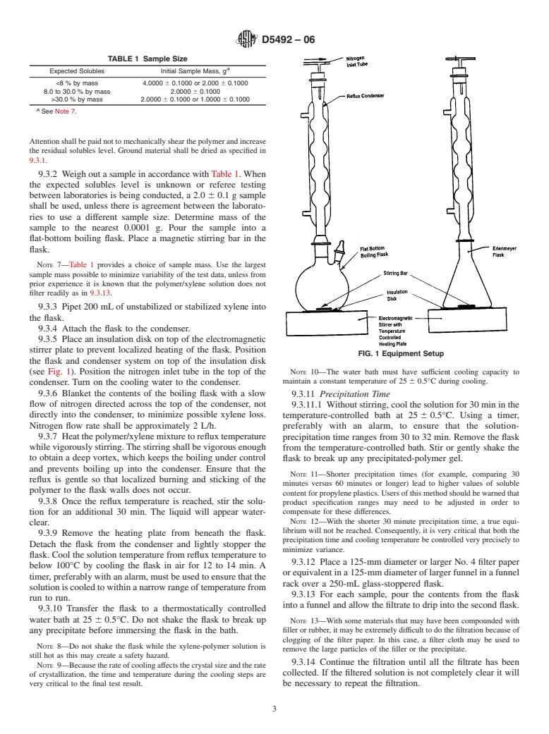 ASTM D5492-06 - Standard Test Method for Determination of Xylene Solubles in Propylene Plastics