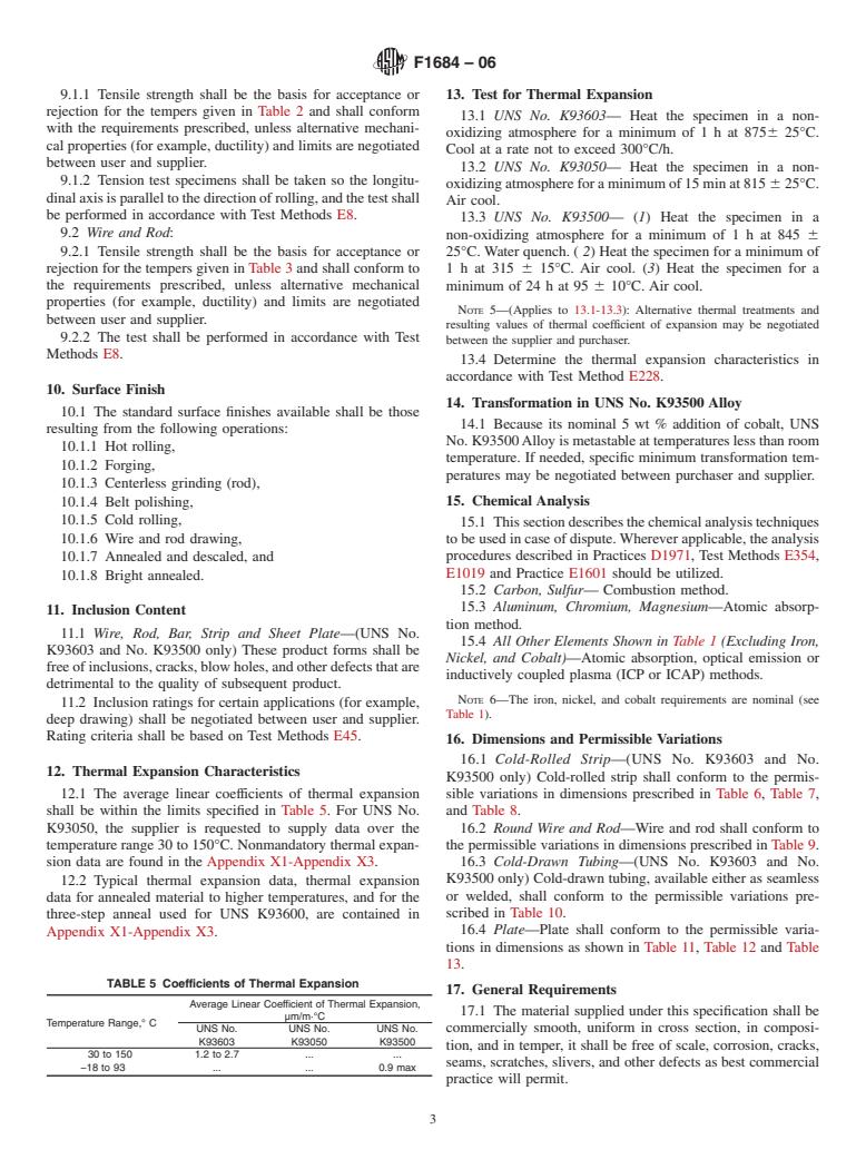 ASTM F1684-06 - Standard Specification for Iron-Nickel and Iron-Nickel-Cobalt Alloys for Low Thermal Expansion Applications