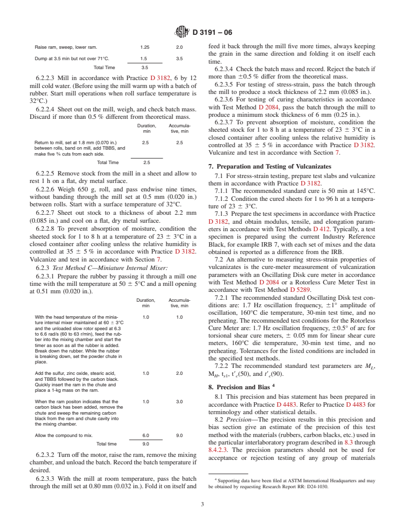 ASTM D3191-06 - Standard Test Methods for Carbon Black in SBR (Styrene-Butadiene Rubber)-Recipe and Evaluation Procedures