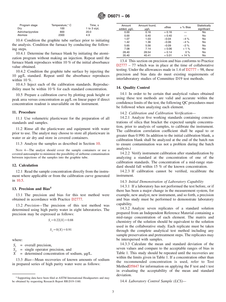 ASTM D6071-06 - Standard Test Method for Low Level Sodium in High Purity Water by Graphite Furnace Atomic Absorption Spectroscopy