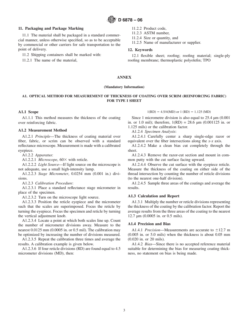 ASTM D6878-06 - Standard Specification for Thermoplastic Polyolefin Based Sheet Roofing