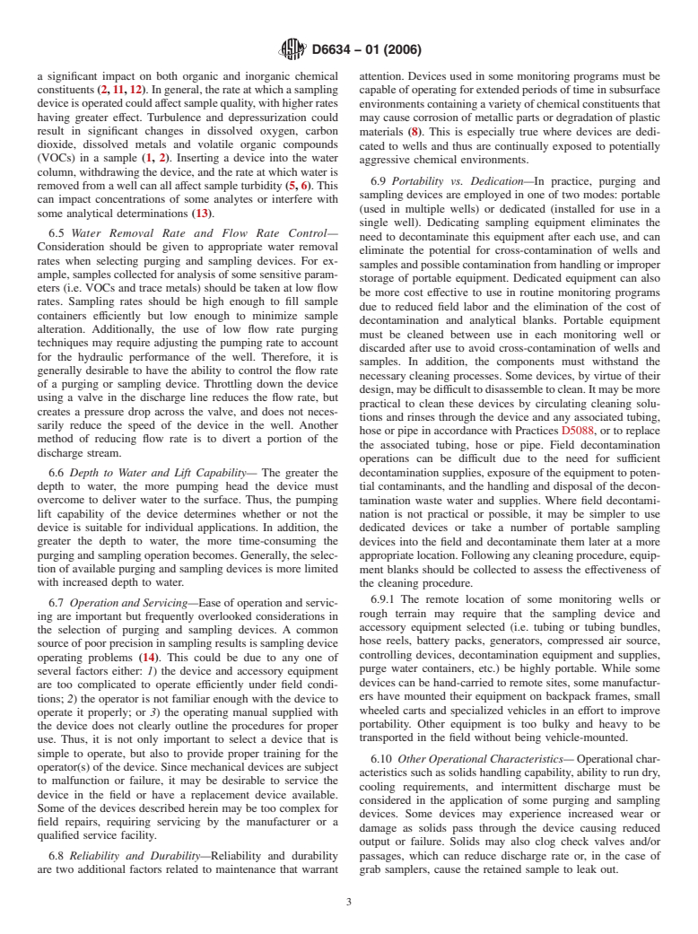 ASTM D6634-01(2006) - Standard Guide for the Selection of Purging and Sampling Devices for Groundwater Monitoring Wells