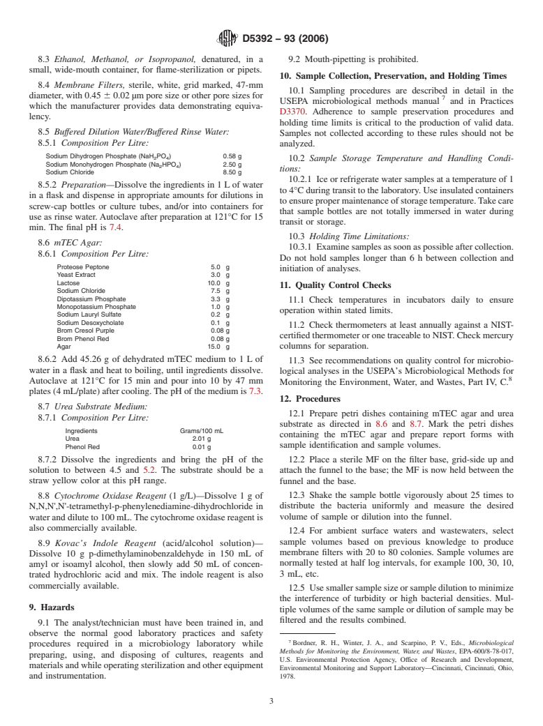 ASTM D5392-93(2006) - Standard Test Method for Isolation and Enumeration ofEscherichia Coli in Water by the Two-Step Membrane Filter Procedure