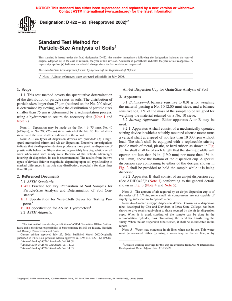 ASTM D422-63(2002)e1 - Standard Test Method for Particle-Size Analysis of Soils