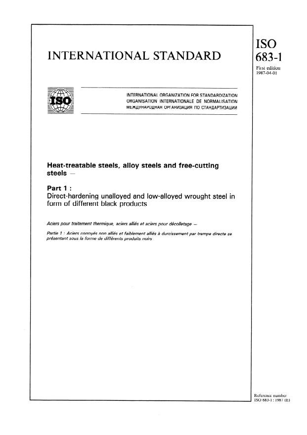 ISO 683-1:1987 - Heat-treatable steels, alloy steels and free-cutting steels