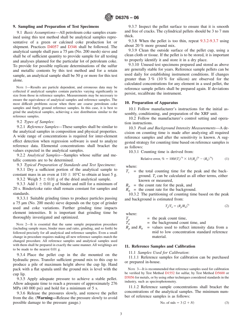 ASTM D6376-06 - Standard Test Method for Determination of Trace Metals in Petroleum Coke by Wavelength Dispersive X-Ray Fluorescence Spectroscopy