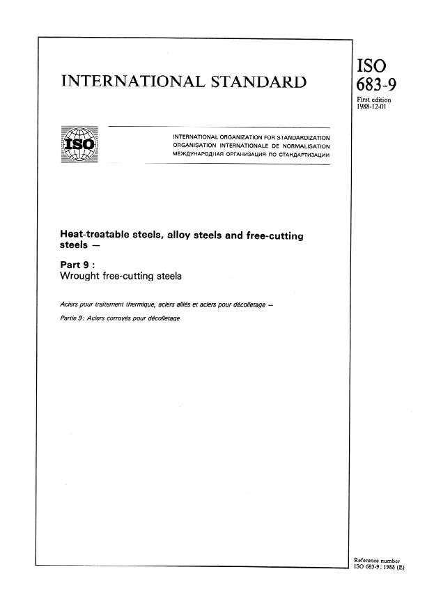 ISO 683-9:1988 - Heat-treatable steels, alloy steels and free-cutting steels