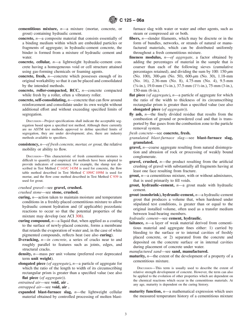 ASTM C125-06a - Standard Terminology Relating to Concrete and Concrete Aggregates