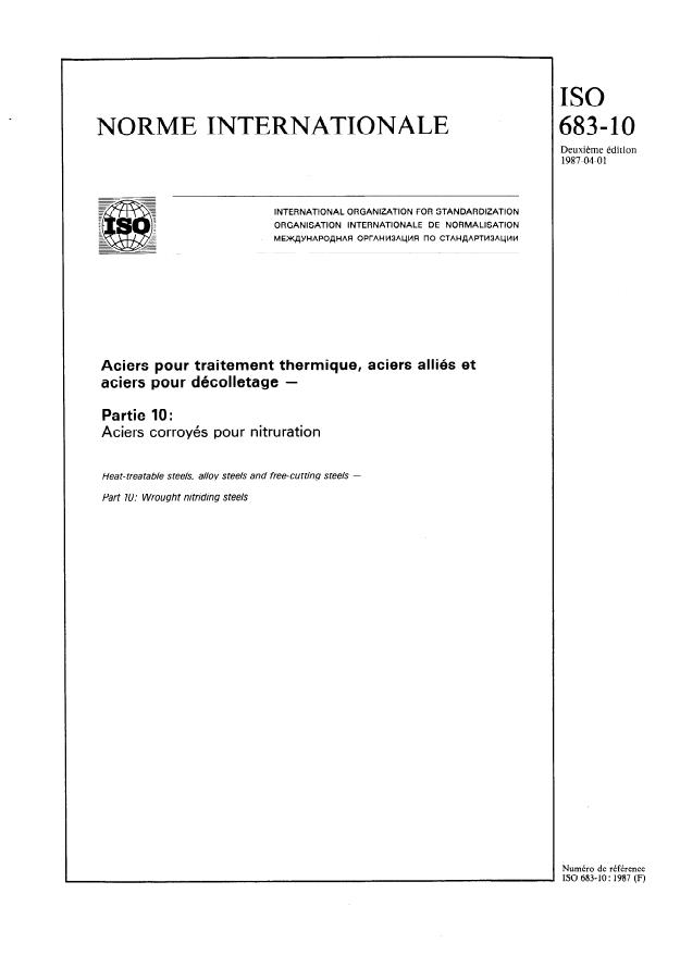 ISO 683-10:1987 - Aciers pour traitement thermique, aciers alliés et aciers pour décolletage