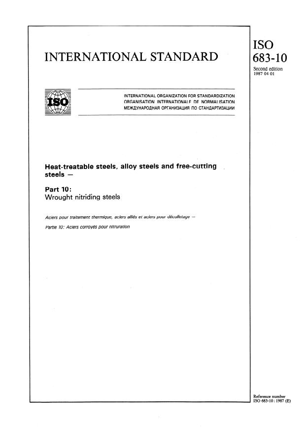 ISO 683-10:1987 - Heat-treatable steels, alloy steels and free-cutting steels