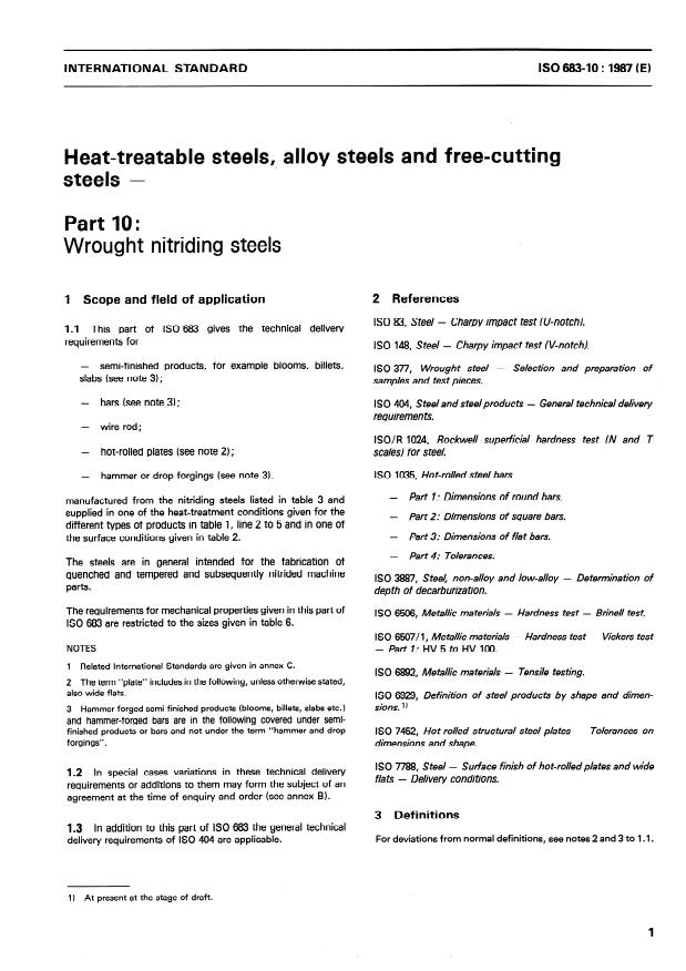 ISO 683-10:1987 - Heat-treatable steels, alloy steels and free-cutting steels