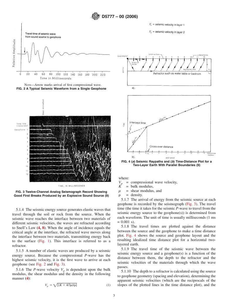 ASTM D5777-00(2006) - Standard Guide for  Using the Seismic Refraction Method for Subsurface Investigation