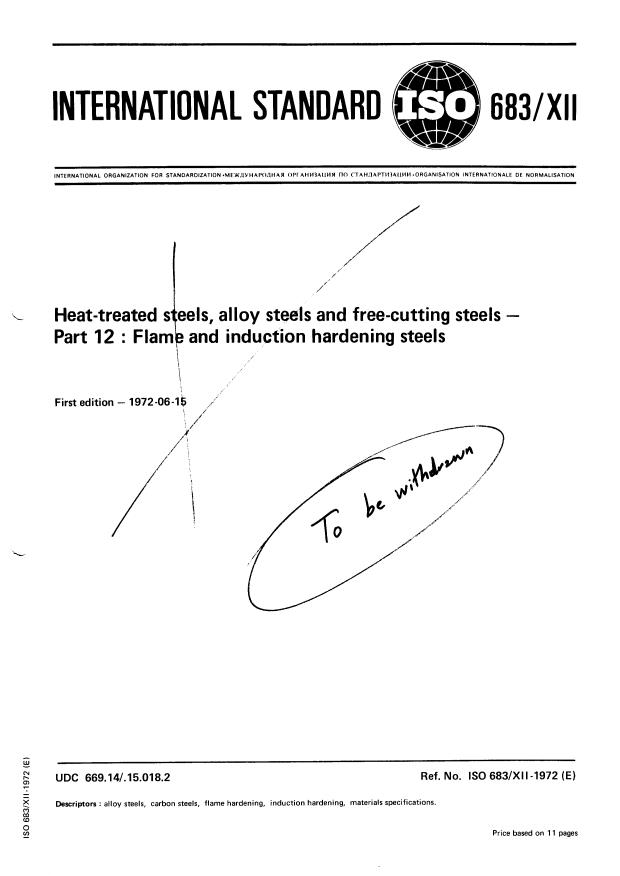ISO 683-12:1972 - Heat-treated steels, alloy steels and free-cutting steels
