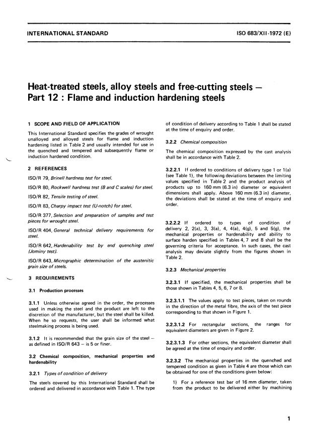 ISO 683-12:1972 - Heat-treated steels, alloy steels and free-cutting steels