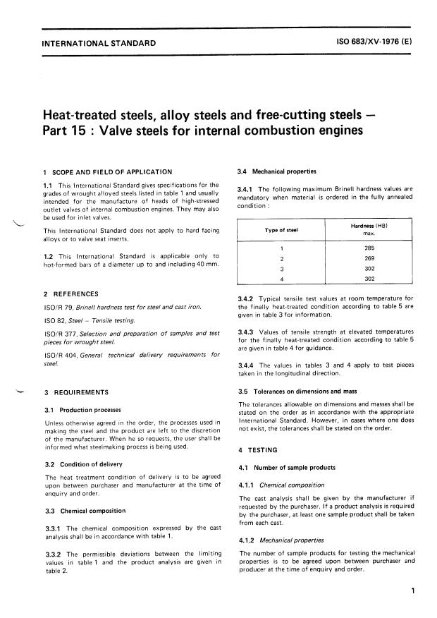 ISO 683-15:1976 - Heat-treated steels, alloy steels and free-cutting steels