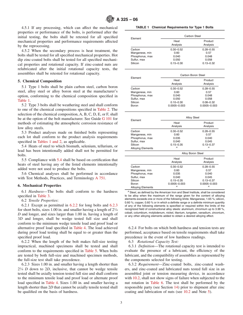 ASTM A325-06 - Standard Specification for Structural Bolts, Steel, Heat Treated, 120/105 ksi Minimum Tensile Strength