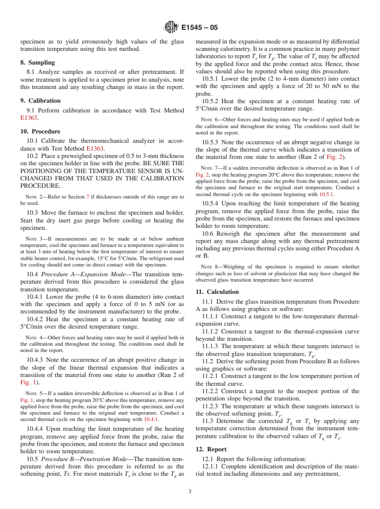 ASTM E1545-05 - Standard Test Method for Assignment of the Glass Transition Temperature by Thermomechanical Analysis