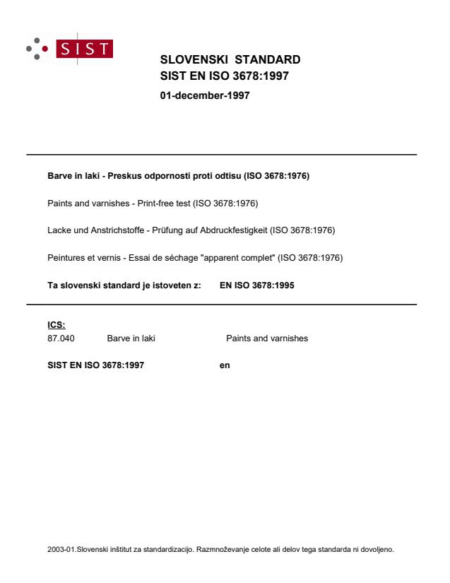 EN ISO 3678:1995 EN ISO 3678:1997 - Page 1 preview