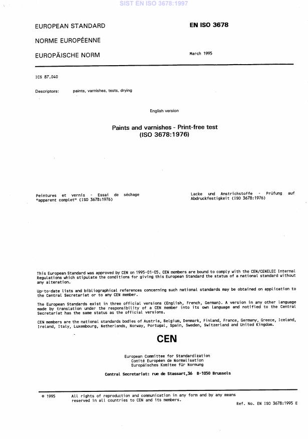 EN ISO 3678:1995 EN ISO 3678:1997 - Page 3 preview