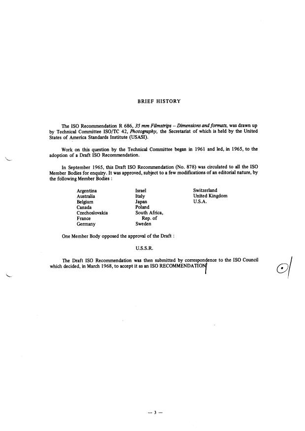 ISO/R 686:1968 ISO/R 686:1968 - 35 mm filmstrips -- Dimensions and formats - Page 3 preview