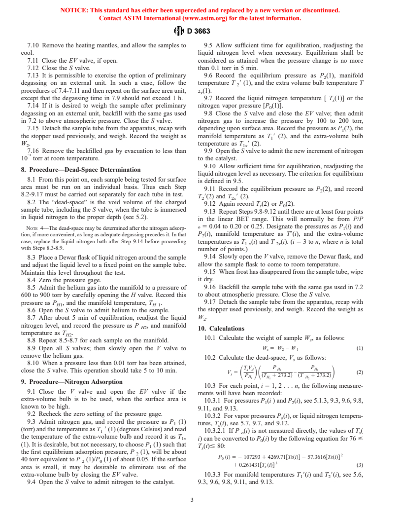 ASTM D3663-99 - Standard Test Method for Surface Area of Catalysts and Catalyst Carriers