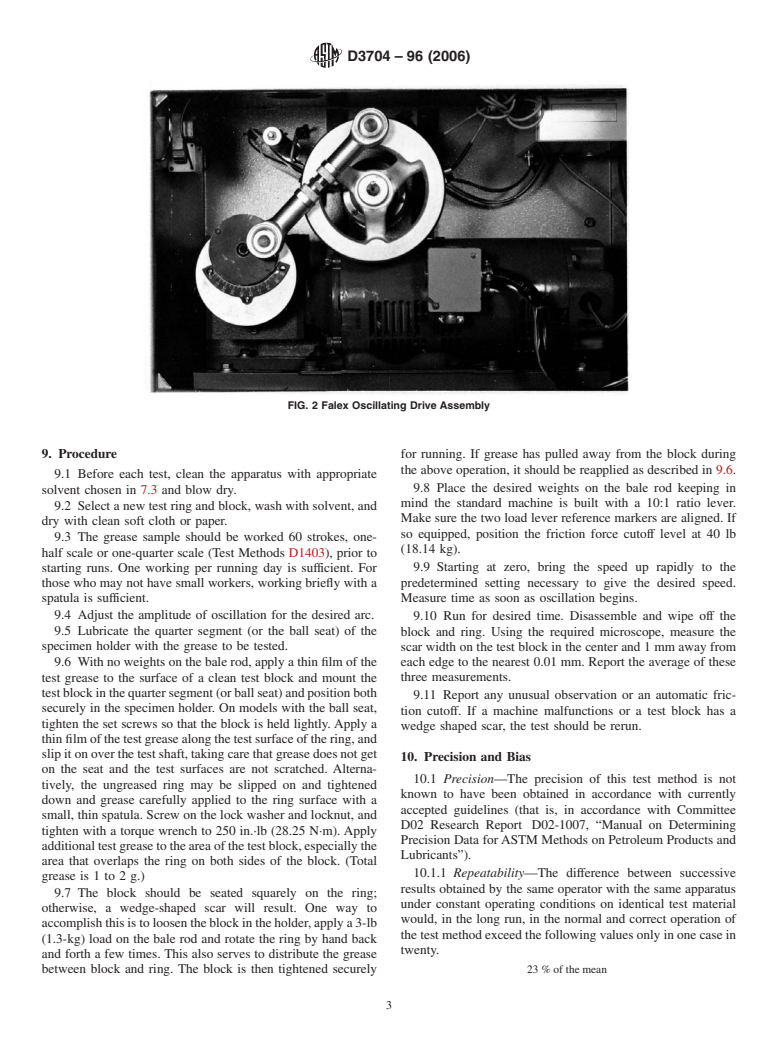 ASTM D3704-96(2006) - Standard Test Method for Wear Preventive Properties of Lubricating Greases Using the (Falex) Block on Ring Test Machine in Oscillating Motion